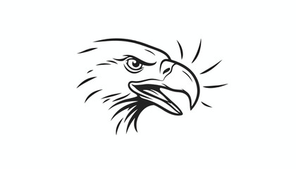 Obraz premium Aggressive Eagle Head Illustration, Fierce Bird of Prey, Wildlife Art