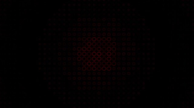 Abstract red circle pattern digital grid animation loop tech background suitable for technology presentations, data visualization, or futuristic media projects.