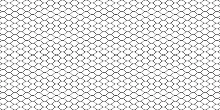 Fishing net seamless pattern. Mosquito protection flying insect plastic net. Football gates mesh texture. Basketball hoop pattern. Chain link fence. Vector illustration on white background.