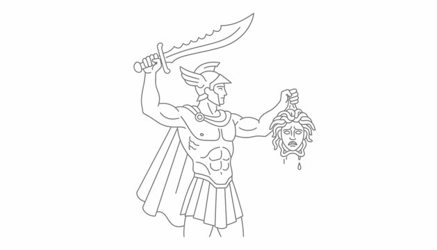 Perseus Holding Medusa's Head Victorious Warrior Greek Mythology Heroic