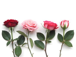 Obraz premium Elegant trio of roses in soft pastel hues against a neutral backdrop