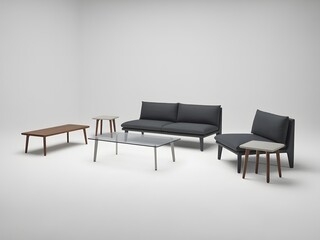 Mid-century modern living room with minimalist furniture arrangement