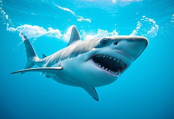 Apex predator, massive white shark underwater hunting, water, wild