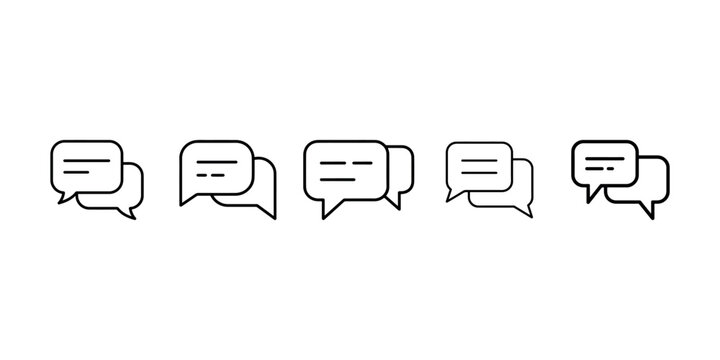 Speech bubble icon set collection of chat box vector symbols for message communication web interface design and social media application ui elements linear