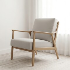 Fototapeta premium Modern Minimalist Armchair in a Bright Room with Natural Light