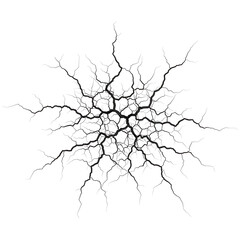 Realistic Black Cracked Wall Texture Effect Isolated on White Background