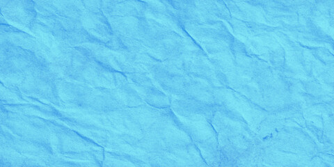 Obraz premium Cyan blue crumpled paper texture background with wrinkled parchment effect shows intricate folds, creases, and shadows effect suitable for vibrant graphic design.
