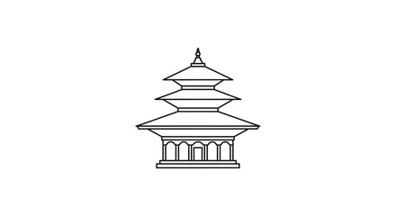 Traditional Pagoda Architecture Outline, Asian Temple Building, Cultural Landmark Icon