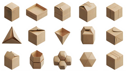 Fototapeta premium Collection of geometric shapes arranged in a visually appealing pattern with varying colors and orientations