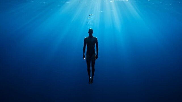 Man drowning underwater, struggling to resurface in a desperate bid for survival