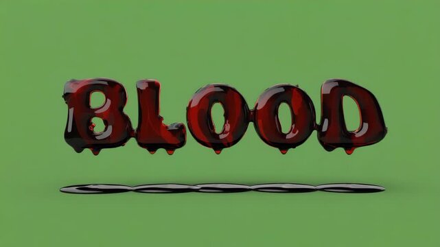 3d Blood Text Stock Video on Green Screen Background