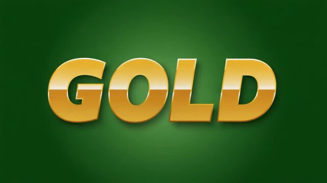 Stock Video of the Word Gold in Gold Against a Green Screen Background