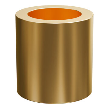 Gold cylinder podium abstract shape and glossy metallic pedestal graphic art, 3d illustration