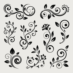 Elegant Botanical Vine Elements &ndash; Classic Ornament Vector Set