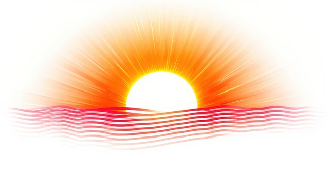 A serene sunset over calm waves reflecting golden rays of the descending sun
