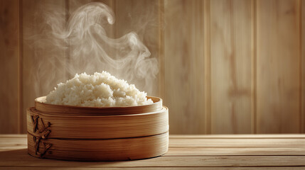 Bamboo Steamer Rice Food