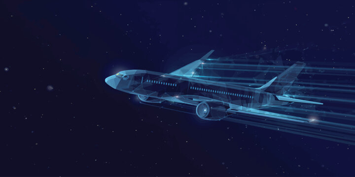 Gemini said

An abstract 3d illustration of a space shuttle launch and rocket vehicle flying through the night sky galaxy toward a moon landing, featuring a jet aircraft texture against a star filled 