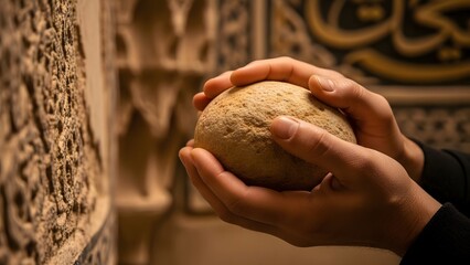 Hands Holding Stone in Ornate Setting.