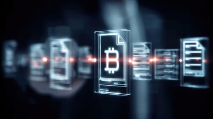 Fototapeta premium Digital procurement integrates sourcing with a purchase order, creating an invoice and transaction entry for a verified crypto payment.