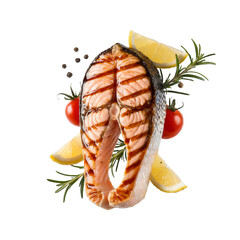 salmon steak with vegetables