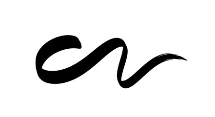 Fototapeta premium Elegant black ink stroke gracefully curves across the white canvas.