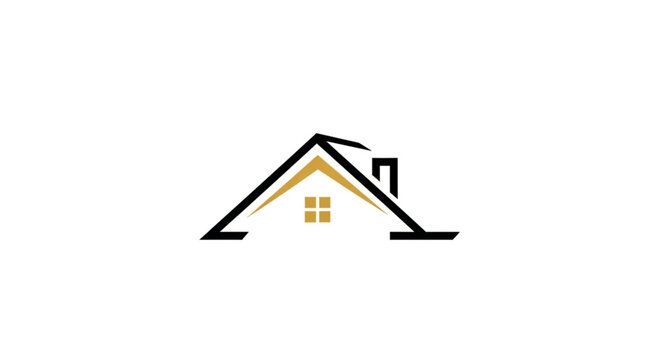 Simple house logo design representing real estate and property ownership.