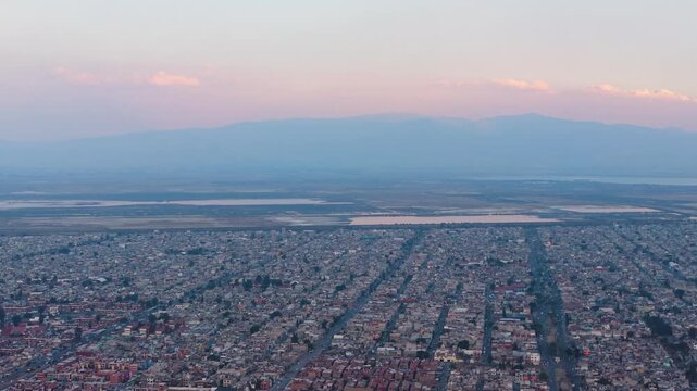 Drone view of conurbation between Ecatepec and Mexico City