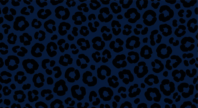 Seamless Dark Blue Leopard Pattern Animal Print Background