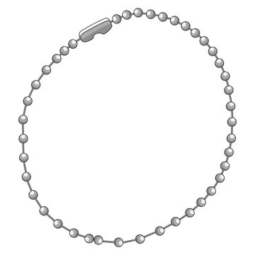 illustration Silver Ball Chain Necklace with a connector clasp.