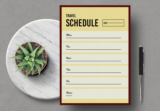 Minimal Travel Schedule Planner Template Design