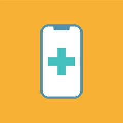 Obraz premium シンプルなスマホの医療表記のラインアイコン