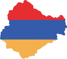 Obraz premium Map vector of armenia filled with the national flag colors