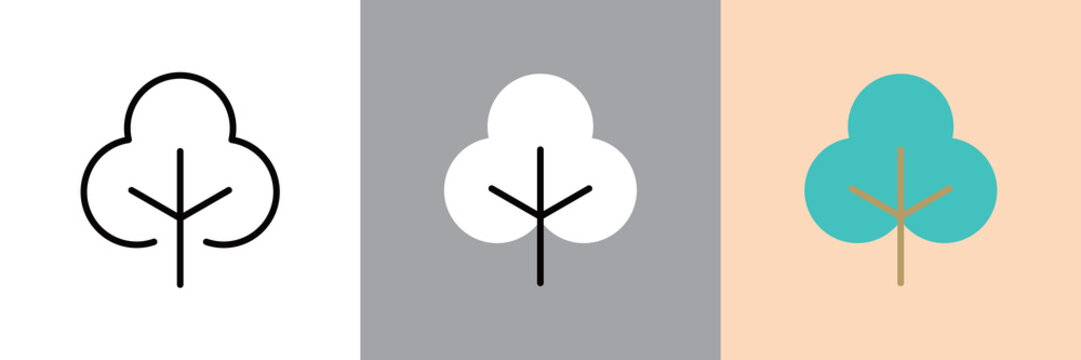 木アイコンの編集可能なベクターデザイン