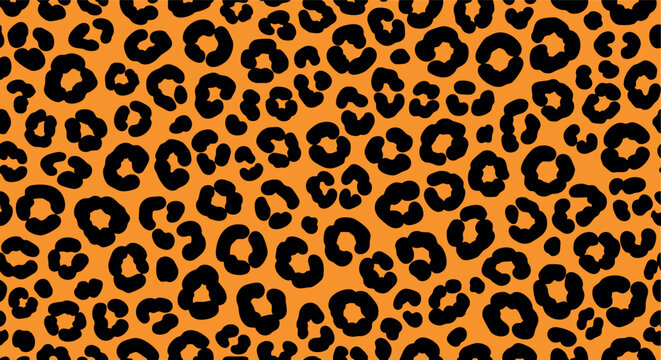 Seamless Orange Leopard Animal Print Pattern Background