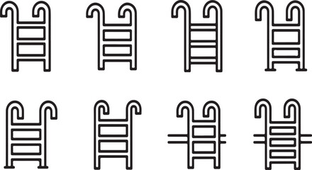 Eight different types of ladders displayed in a two by four grid Vector © Nur