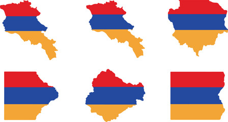 Obraz premium Armenia flag map vector illustration set flat design