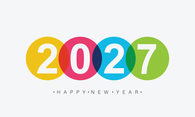 Modern colourful 2027 New Year Background. Greeting Card, Banner, Poster. Vector Illustration.