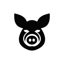 Minimalist Black Pig Head Logo Icon Design on White Background