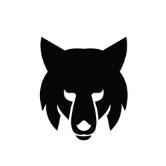 Obraz premium Geometric Black Wolf Head Silhouette Icon on White Background