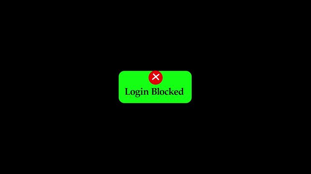 &ldquo;Login Blocked Error Notification with Cross Icon, Account Access Denied Alert on Mobile Application Interface, Security Restriction Warning UI Design on Minimal Background&rdquo;with 4k video animation.