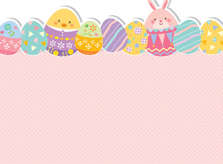 イースターエッグとうさぎのかわいいフレーム © imoan
