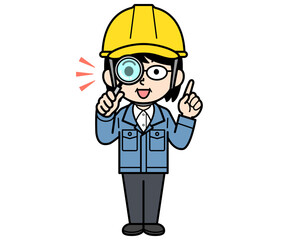 発見する現場監督の中年女性