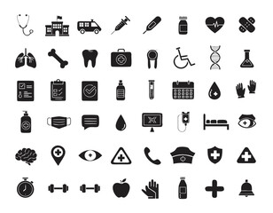 Medical Icons Set on White Background
