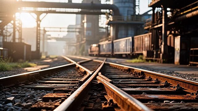 Railway tracks industrial setting