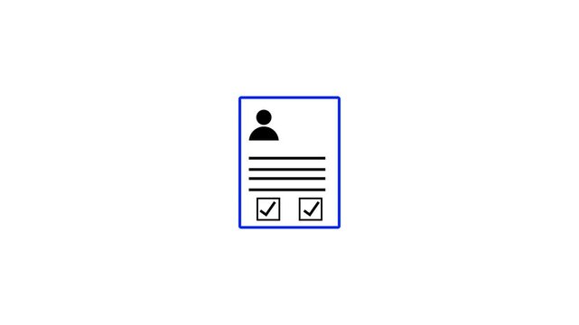 Documents and Analysis with check mark icon isolated animation .Documents file research with tick mark icon, Document verification concept.with 4k video animation.