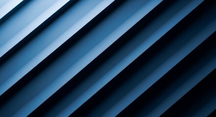 Obraz premium Abstract Geometric Blue Diagonal Lines Creating Depth and Shadows Minimalist Design Textured Background