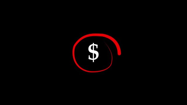 A green dollar sign within an outlined circle appears with a simple and smooth animation. The concept of finance, currency, or economic value in the United States.with 4k video animation.