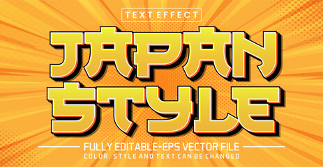 Japan Style Orange Retro Comic Editable Text Effect EPS Vector