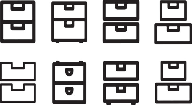 Assorted drawers and cabinets in various styles and configurations Vector