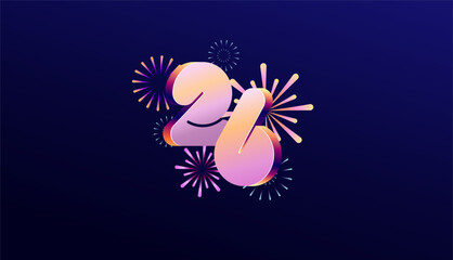 Naklejka premium Gradient Colored 3D numbering anniversary 26th, 26th Happy Anniversary with colourful gradient, celebrating and greeting design banner.